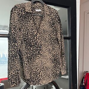 Equipment Black and Cream Leopard Print Top